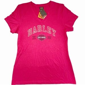 Harley Davidson Zion Washington Utah V-neck Sz XL Moisture Wicking Pink Top Tee